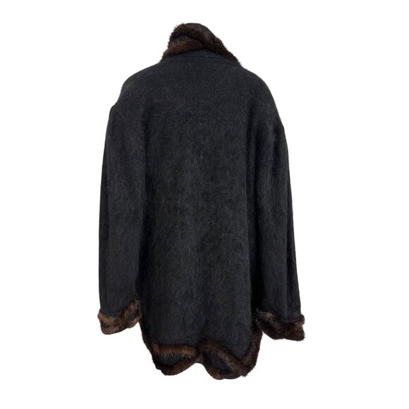 Vintage Cache Fur Trimmed Luxe Winter Wrap Coat Sweater Jacket Made In Korea - Picture 8 of 12
